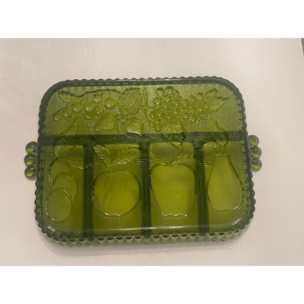Vintage‎ Indiana Glass Green Divided 5 Part Relish Serving GREAT Condition MCM - Picture 3 of 5